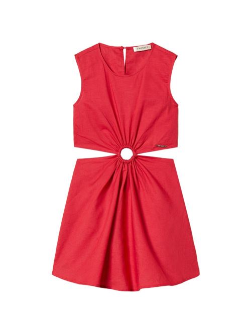 Abito bambina Twinset magenta in lino e cotone con cut out TWINSET Kids | 261GJ203213160